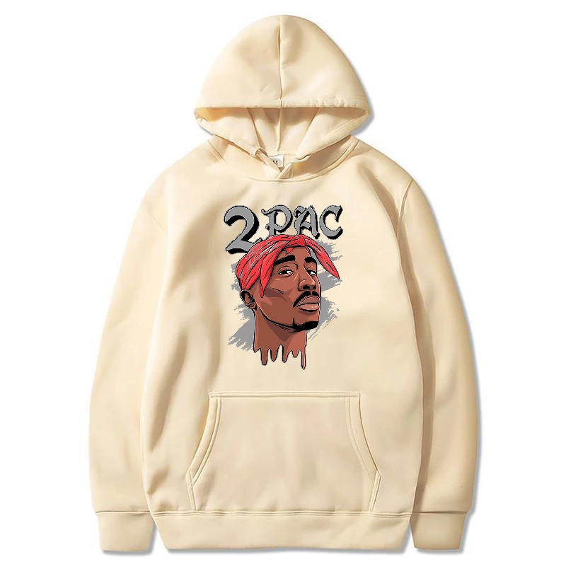 Tupac 2PAC Letter Printed Hoodies Men Fashion Long Sleeve Sweatshirts Women Casual Harajuku Streetwear Hooded Pullover Sudaderas