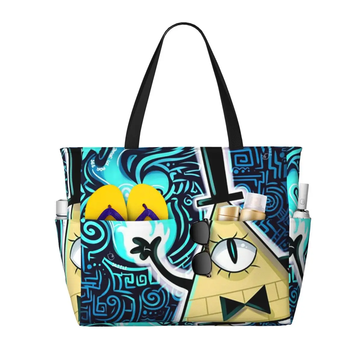 

Cartoon Gravitys Falls Beach Tote Bag Sport Gym Yoga Duffle Large Tote Bag Women Travel Bag Fitness bag