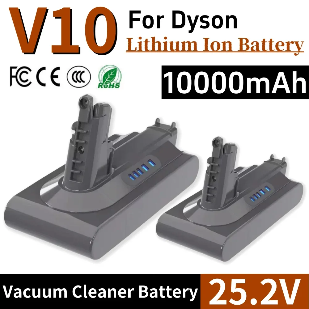 

25.2V 10000mAh Battery for Dyson V10 SV12 V10 Absolute V10 Fluffy Cyclone Battery Handheld Vacuum Cleaner Spare Battery