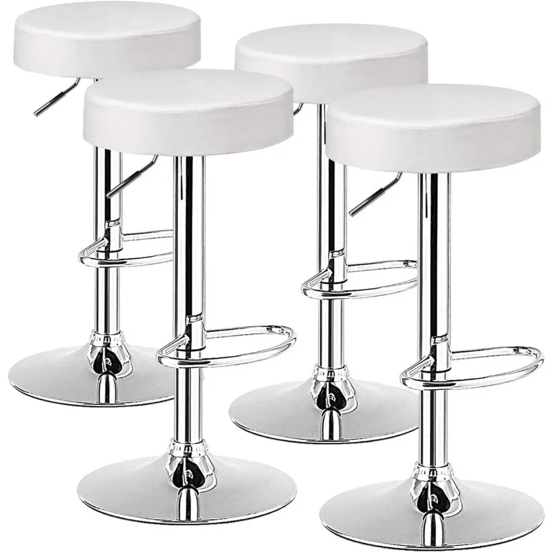 

Bar Stools Set of 4, Modern Swivel Backless Round Barstool, PU Leather Armless bar Chair with Height Adjustable