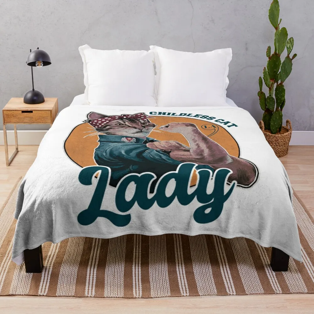 

Childless Cat Lady Throw Blanket funny gift Quilt Blankets For Sofas Beautifuls Blankets