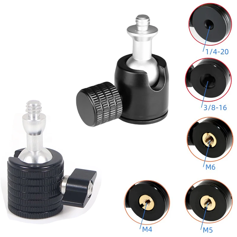 Mini Ballhead 360 Swivel Head Tripod Ball Head Phone Stand Monopod Mount Adapter for DSLR Camera U-Shaped Slot Design