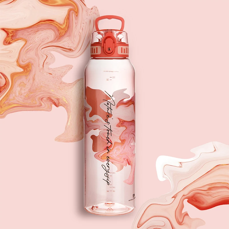 

New UZ 1L BPA-Free Water Bottle Artistic Leakproof Shaker Sports Drink Cup Large Capacity Plastic for School Travel Climbing Gym