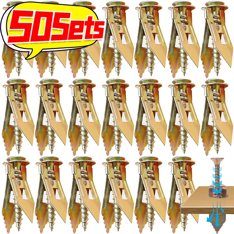 10/50Sets Self Drilling Anchor Screws Drywall Anchors Expansion Bolts Heavy Duty Metal Expansion Screw For Gypsum Boards Cabinet