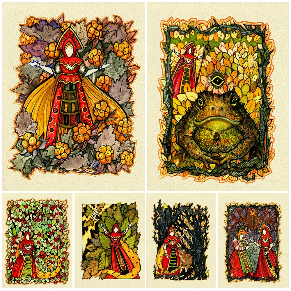 

The Life Of The Little Forest Witch Vintage Wall Art Canvas Painting Russian Folk Magic Forest Art Poster And Print Home Decor