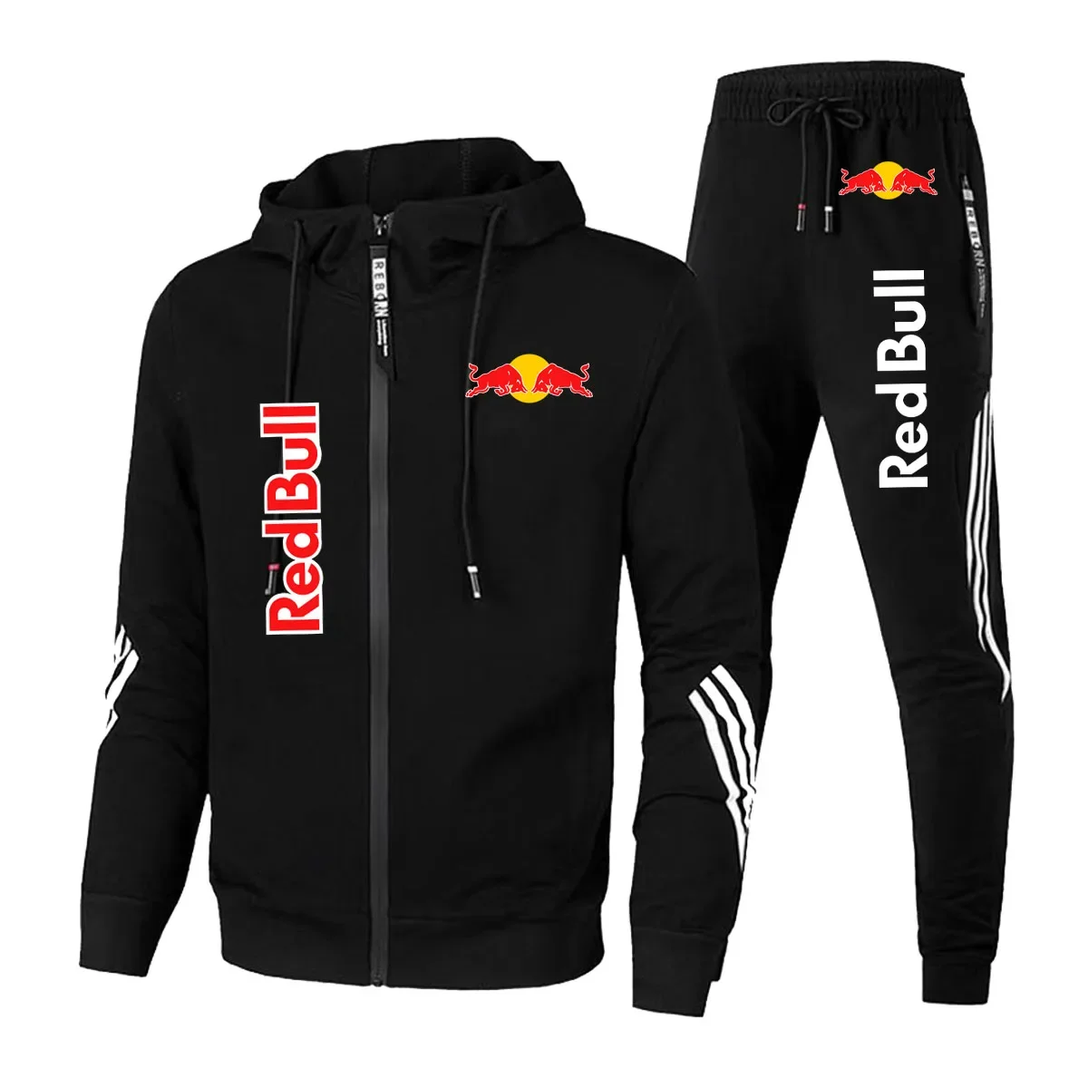Survêtement Homme Imprimé Tête De Taureau - Sweat à Capuche + Pantalon Jogging - Chaud, Pour Automne/hiver, Sport Ou Décontracté