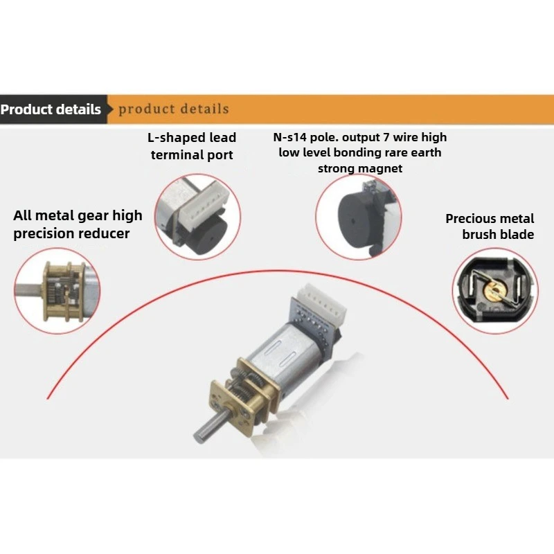 JGA12-N20 DC Gear Motor 3-6V Low Speed Mini Encoder Motor with Forward/Reverse | Micro Small Reduction Motor for DIY Robots