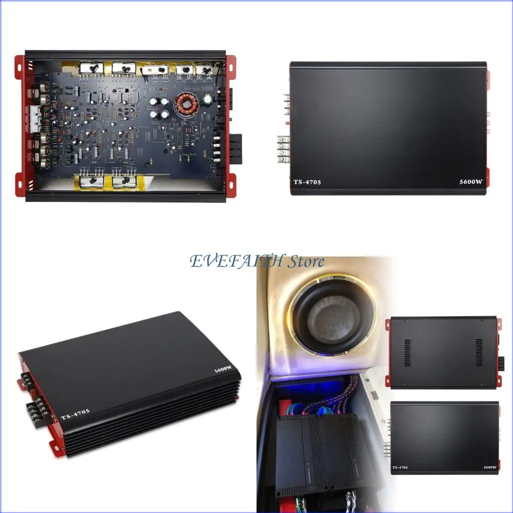124B Standard Speaker Car Amplifier for 12V Vehicles, 4 Channel Drive, Metal Build, Vented Heat Sink Structure, Small Body