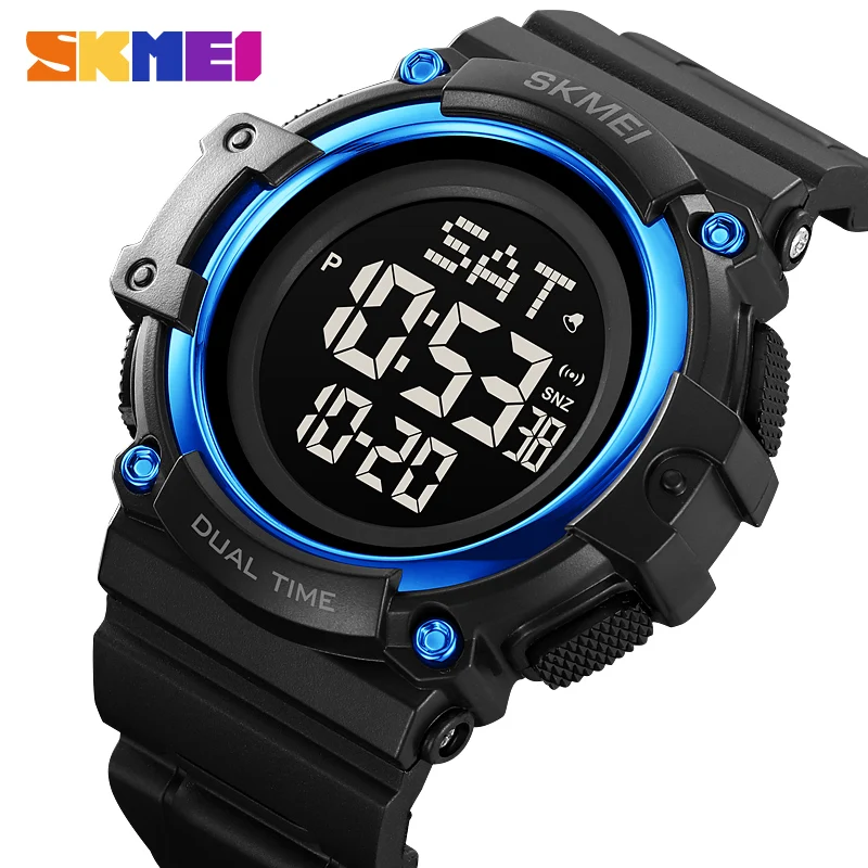 SKMEI Men's Digital Countdown Sport Watches For Men Mens Back Light 5Bar Waterproof Electronic Stopwatch Wristwatch Alarm