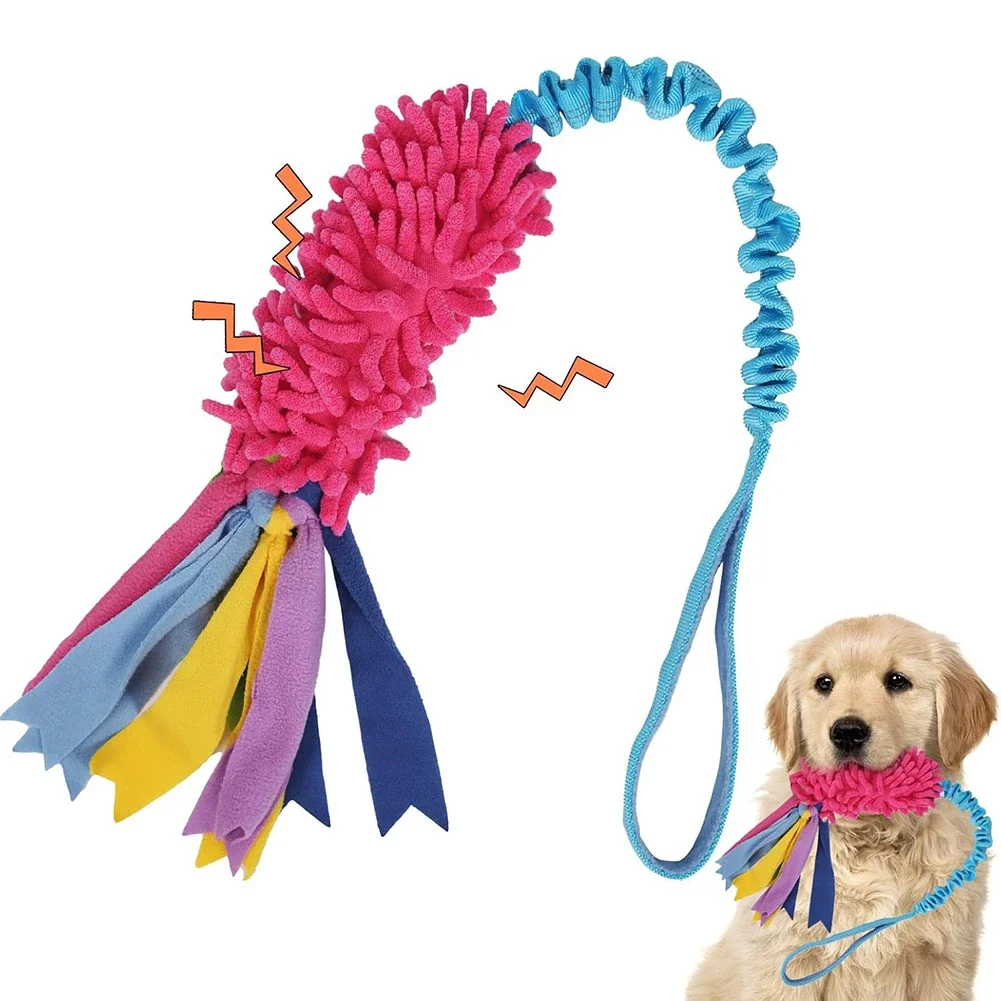 Dog Tug-Mop Training Toy Chew-Resistant Squeaky Sound Bungee-Tug War Rope Toys Interactive Teeth Cleaning Pet Supply