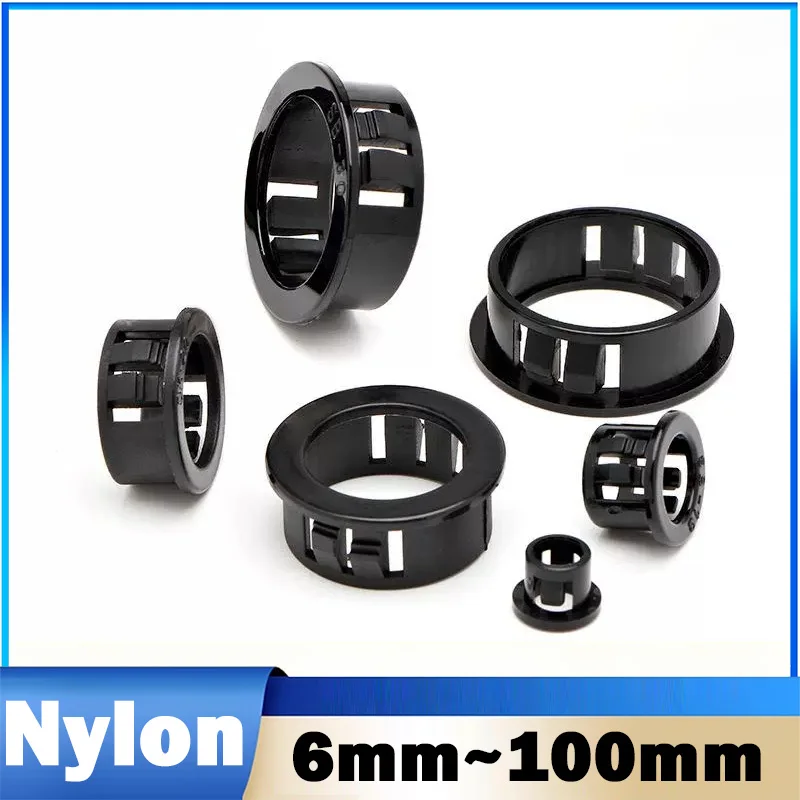 SB 6~100mm Black Panel Mount Nylon Snap Bushing Cord Buckle Protective Pipe Coil Wire Cable O Ring Hole Plug Grommet
