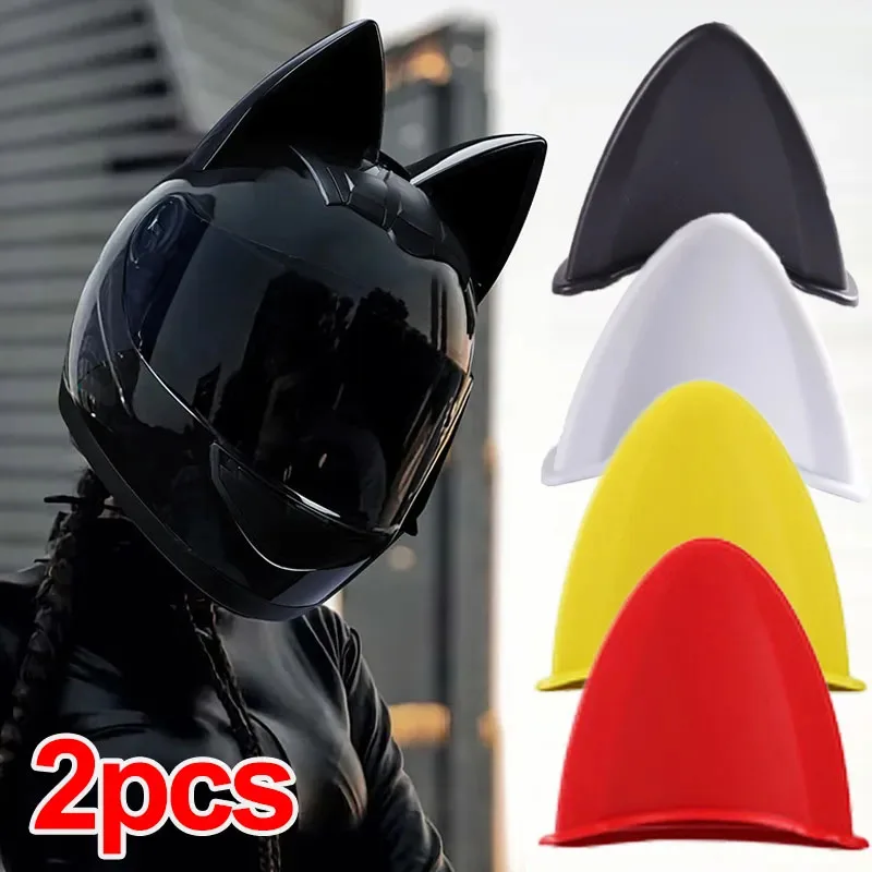 Motocicleta Elétrica Cat Orelhas Capacete Decoração Adesivos, Bonito Decoração Multicolor, Acessórios Universais, 2Pcs