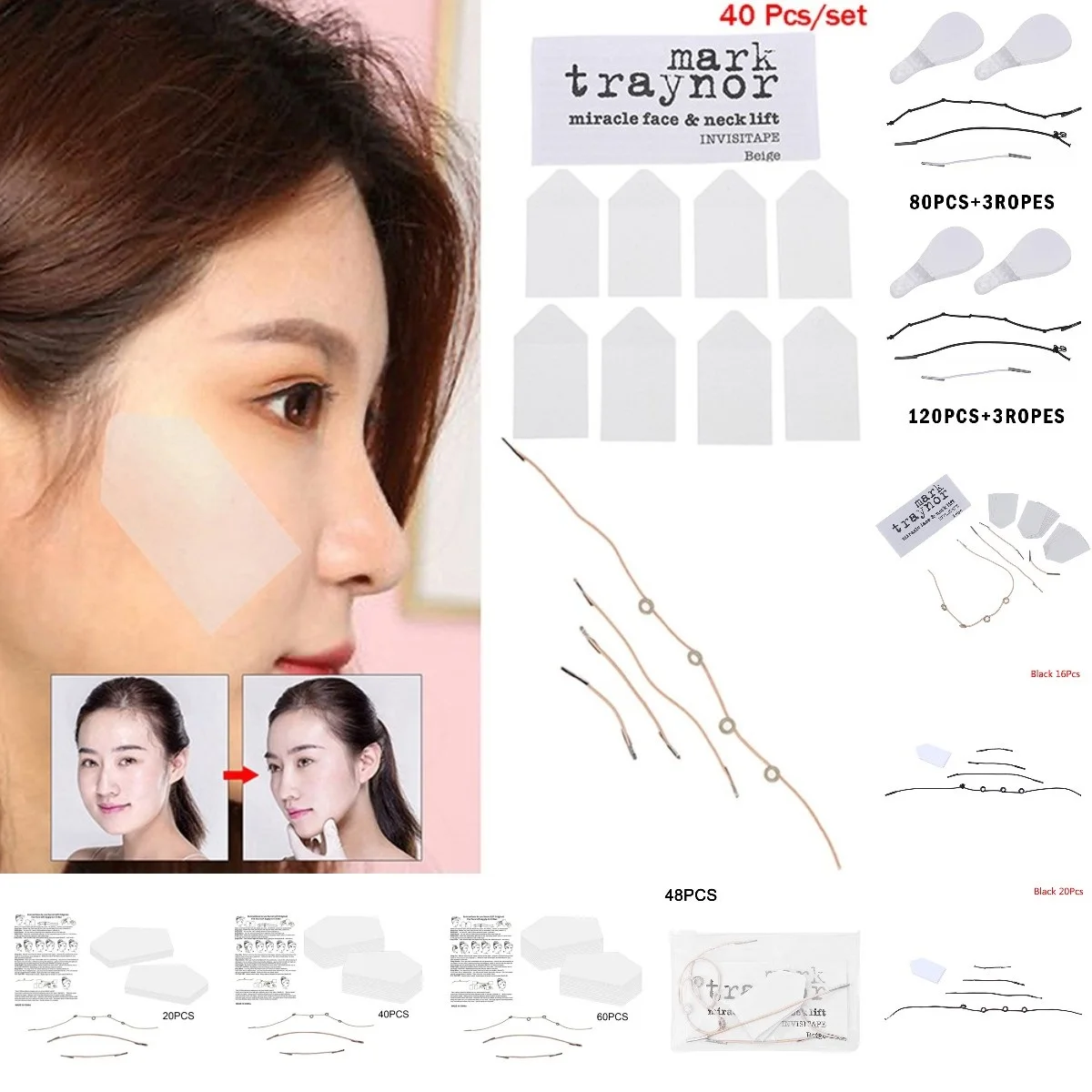 40-120Pc Invisible Thin Face Sticker Instant V Shape Face Tape and Band Slim Double Chin Face Lifting Patch Anti Wrinkle Sticker