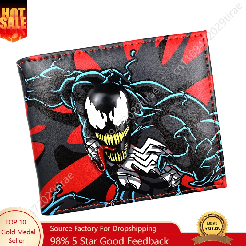 Metal 3D Design Comics Hero Venom Wallet with Coin Pocket Cosplay Accessories