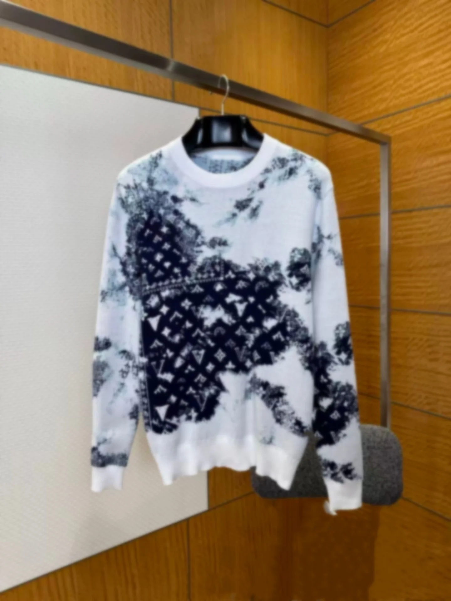 

Мужской свитер оверсайз с круглым вырезом и длинными рукавами из органического хлопка, вязаный, в повседневном стиле, с градиентным цветным принтом, высокое качество, осенний.