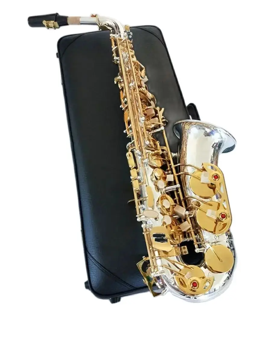 

Silver Plated Gold Key High Quality Brand New A-WO37 Alto Saxophone Professional Sax With Mouthpiece