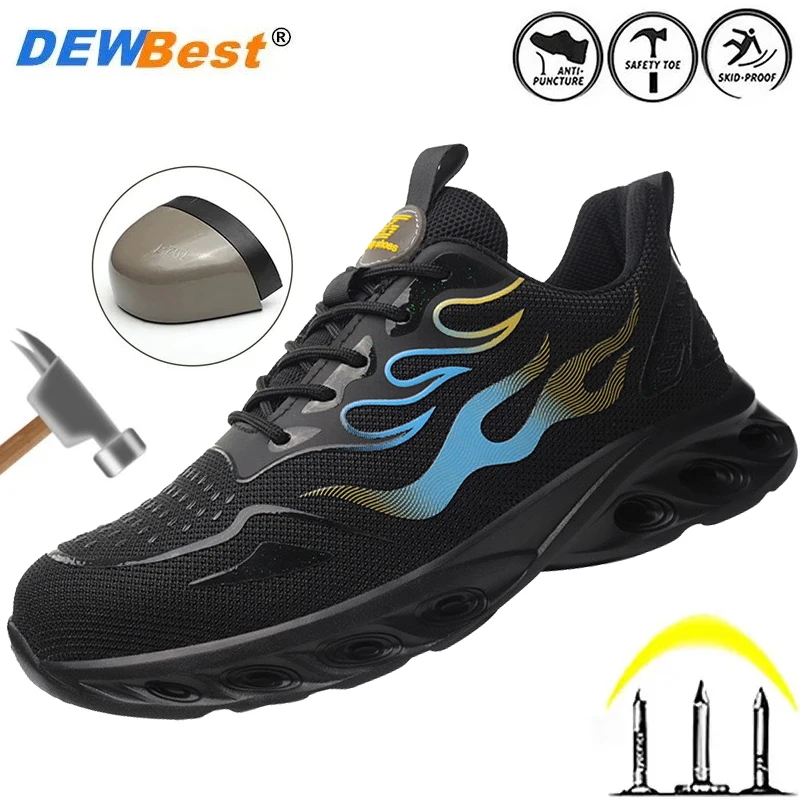 Men's anti-smash anti-puncture lightweight breathable construction site non-slip wear-resistant men's steel head safety shoes