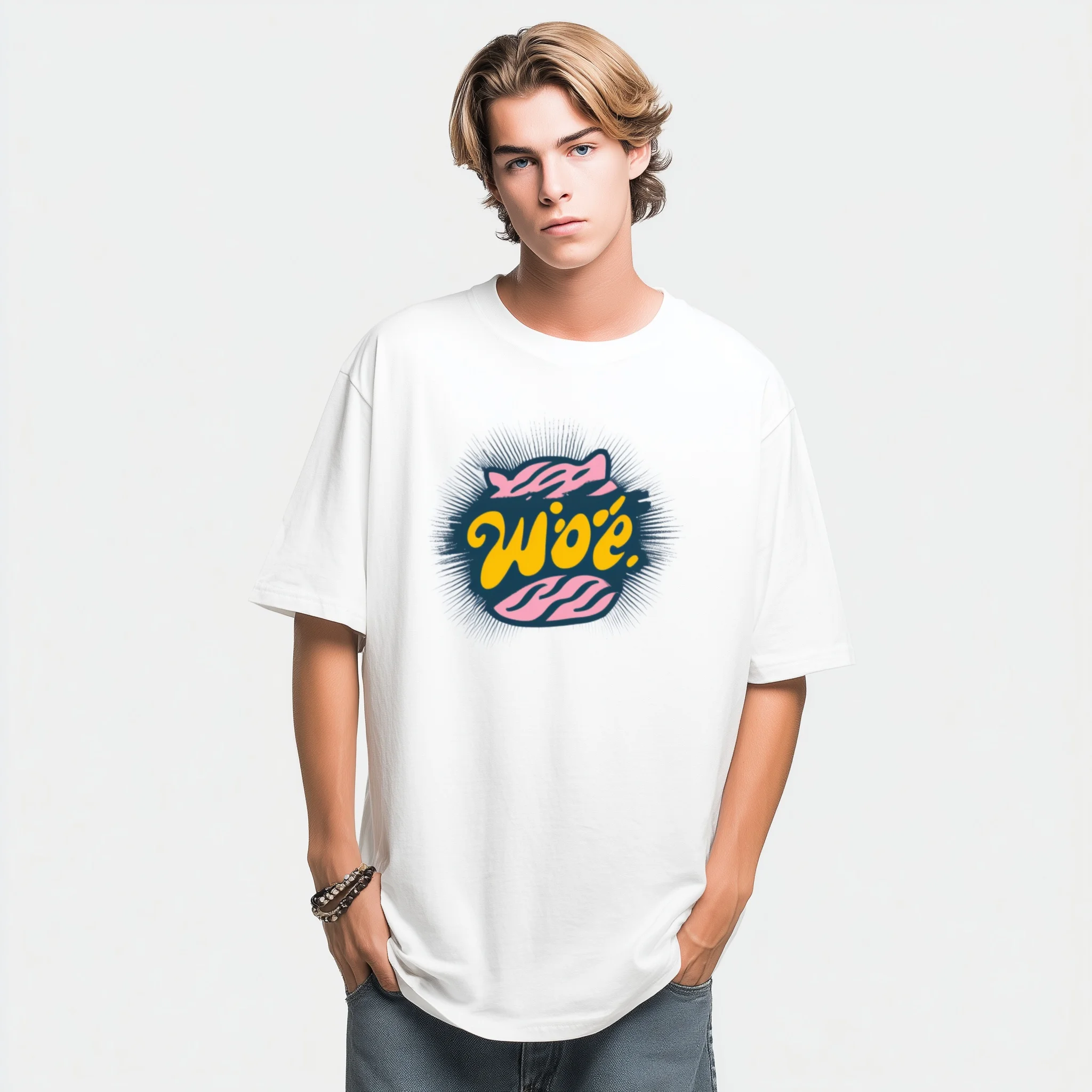 

Teevo Classic T-Shirt with Vibrant Woe. Graffiti Print for Casual Wear