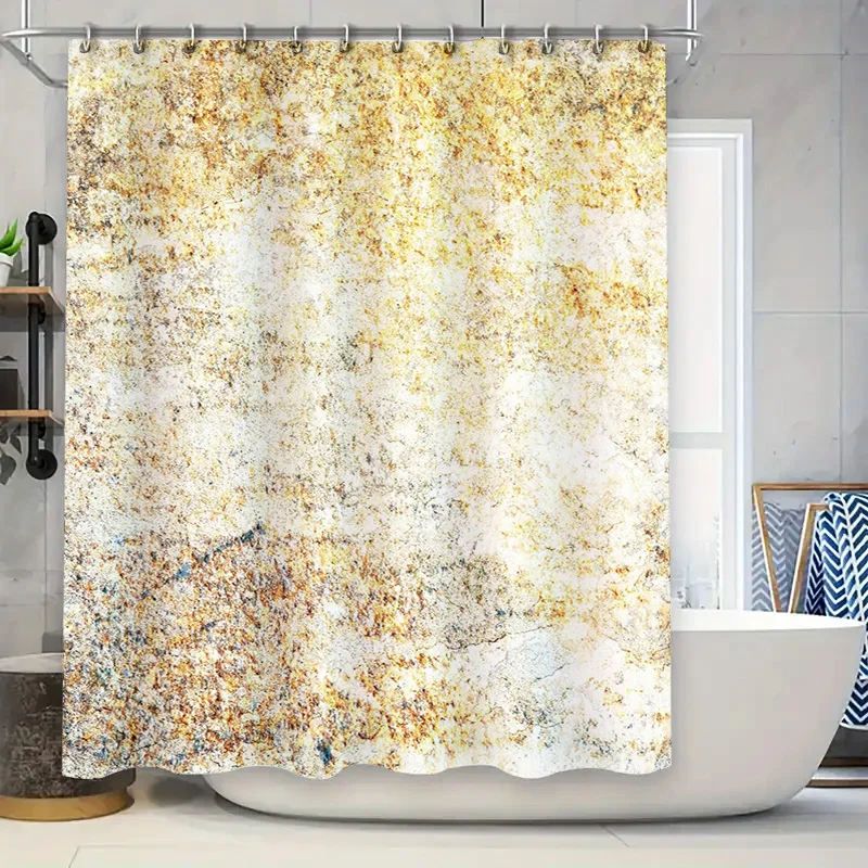 

Золотая занавеска для душа в деревенском стиле, водонепроницаемая ткань для украшения ванной комнаты, элегантный набор аксессуаров для ванной комнаты (белый)