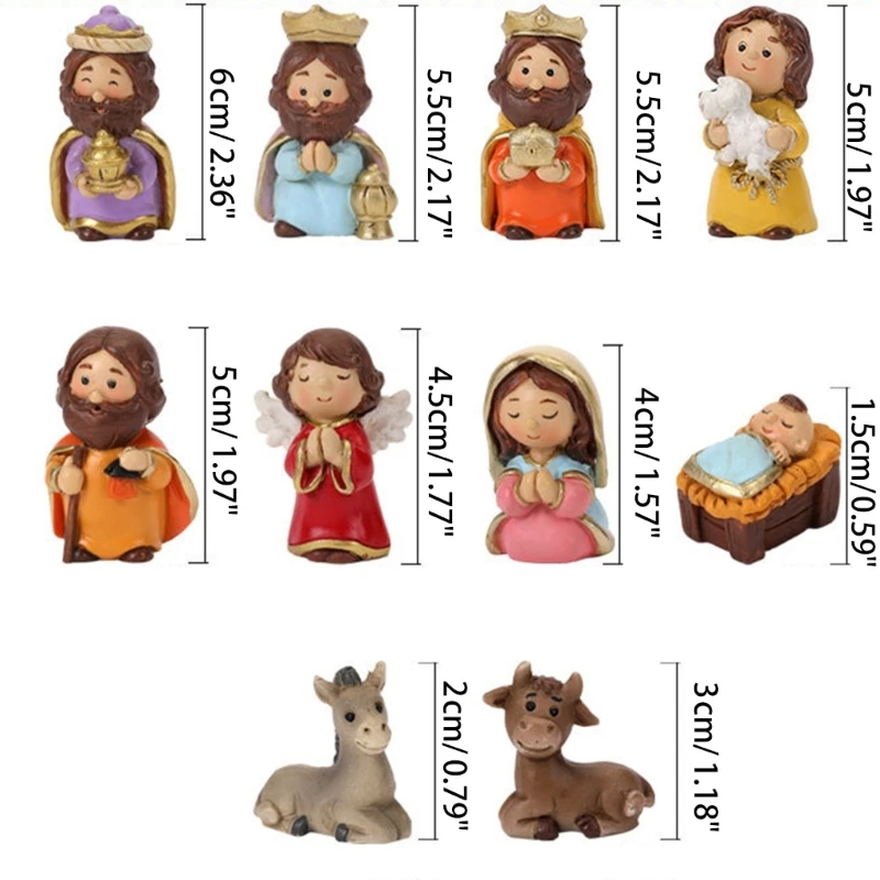 Christmas Manger Decoration Set Holy Family Sculpture Religion Crafts for Catholic Christian Church Decoration Gift