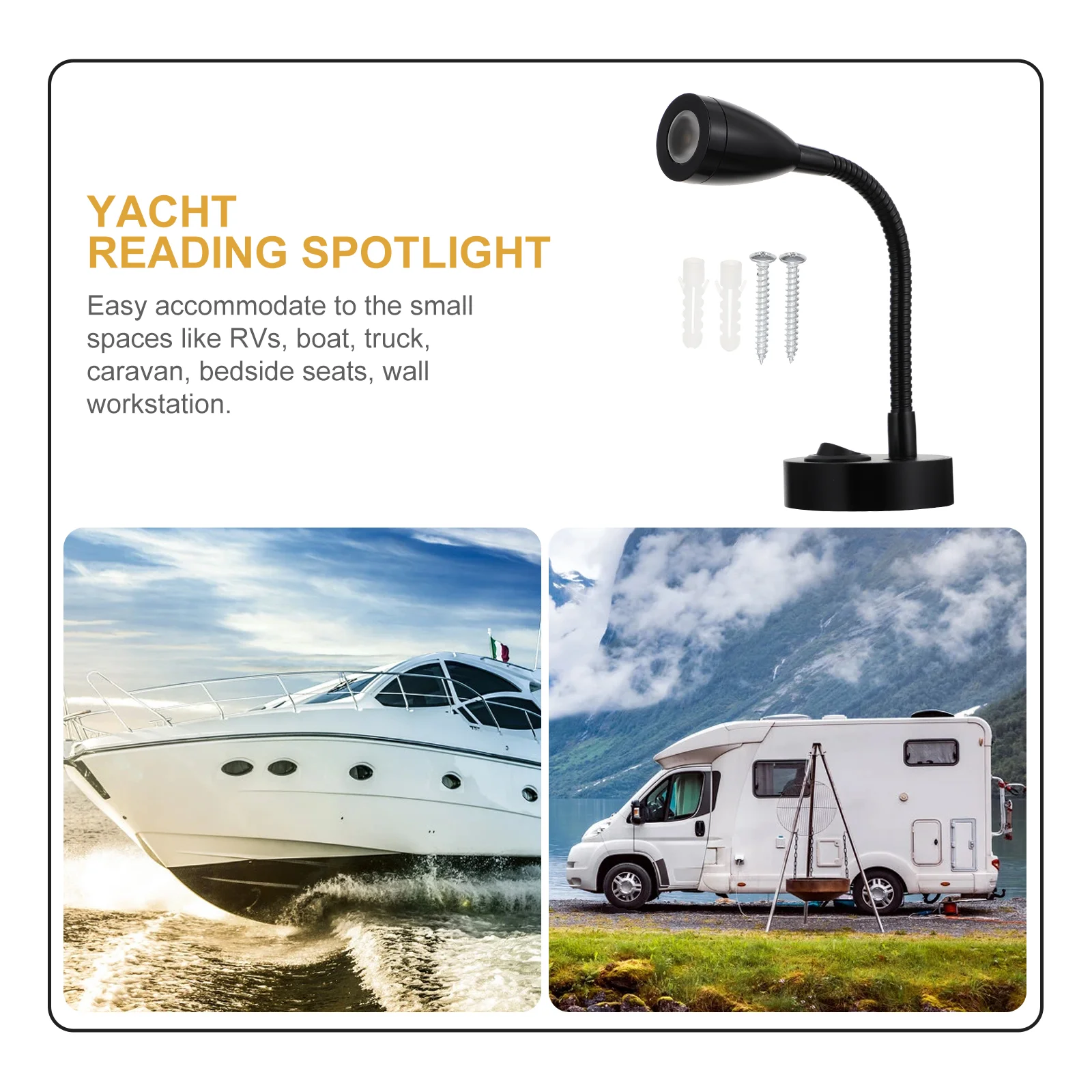 Rv Reading Light Car Swivel Spotlight Yacht Touring Adjustable LED Silver Travel