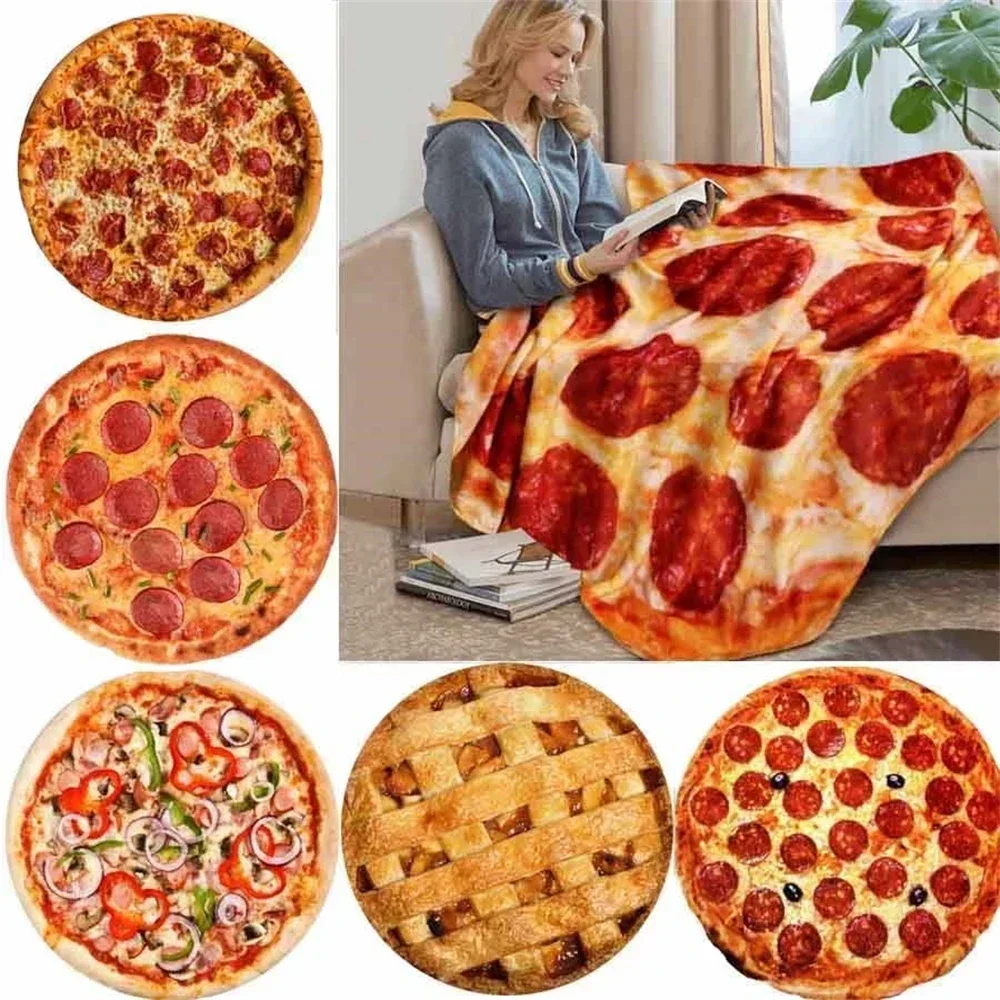 Soft Warm Flannel Tortilla Pizza Blanket 200Gsm Round Shape Donut Airplane Travel Portable Wearable Winter Throw Blanket  L1