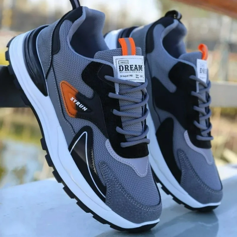 Fashion Men Shoes Mesh Sneakers  Lace Up Comfortable Casual Shoes Soft Sole Outdoor Running Shoes Platform Non-Slip Tennis Shoe