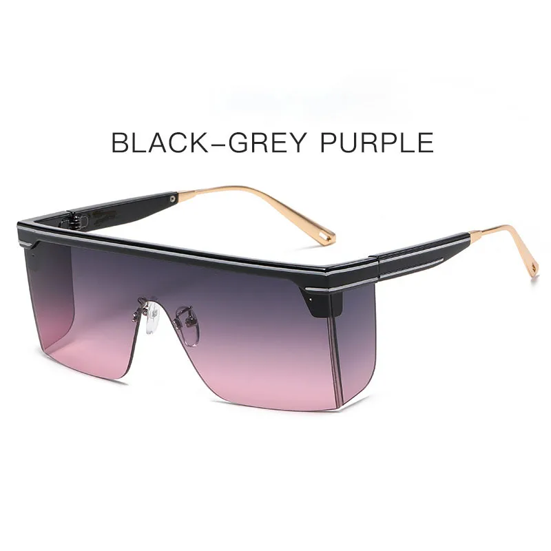 Vintage Oversized Square Sunglasses Men Women Brand Designer Flat Top Fashion One Piece Lens Sun Glasses Women for Female Shades image 3