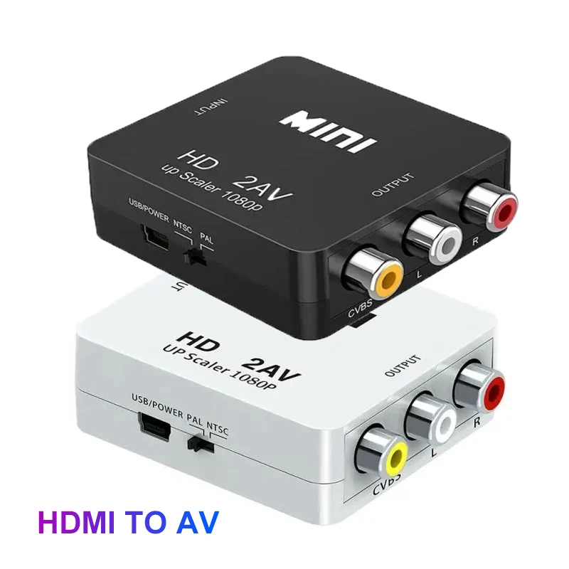 HDMI To AV RCA Adapter 1080P HDMI Converter MINI Box RCA AV CVSB LR Video Composite AV Scaler Converter For PC HDTV Projector