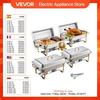 VEVOR 8 Qt 4 Pack Chafing Dish Buffet Set Stainless Steel Chafer with 2 Full Size and 4 Half Size Pans Catering Warmer Server
