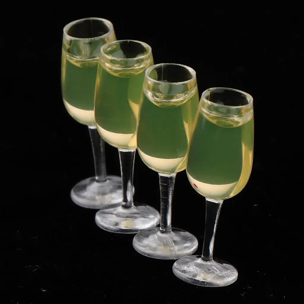 4 Pcs Miniature Wine Glass Mug Wine Glasses Dinnerware Set /12 Dollhouse