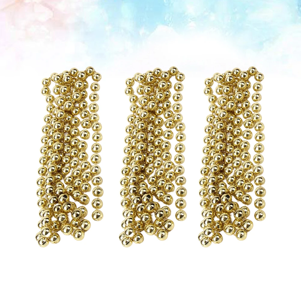 

3pcs 1.5M Golden Bead Chain Hanging Christmas Tree Decor Xmas Party Hanging Pendant Festive Decoration For Holiday Celebration