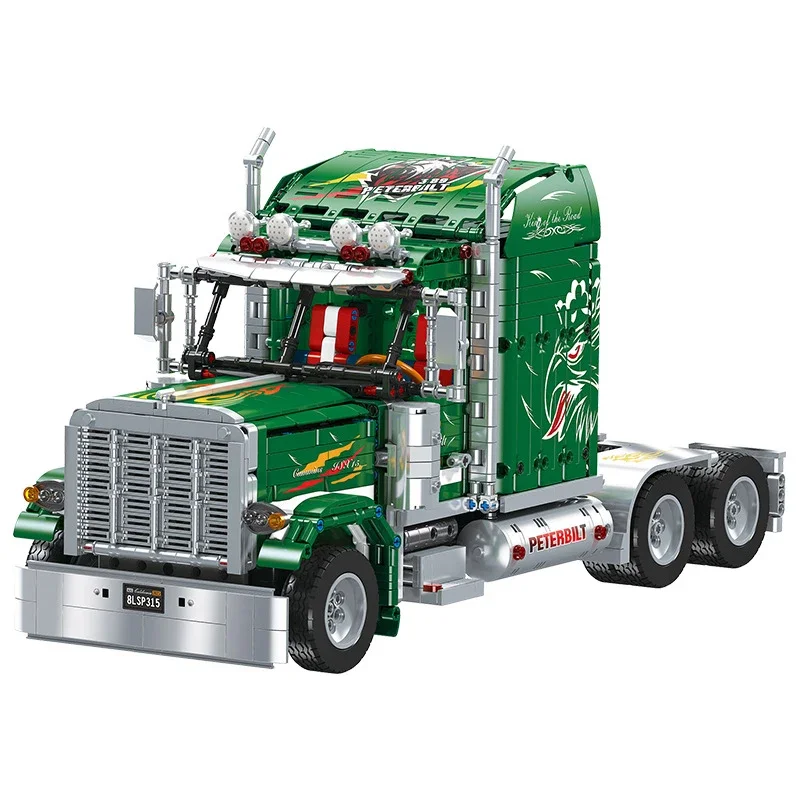 Statische versie DIY Trailer Truck Front Model Bouwsteen Technische educatieve montage Speelgoedstenen voor jongens Vakantiegeschenken