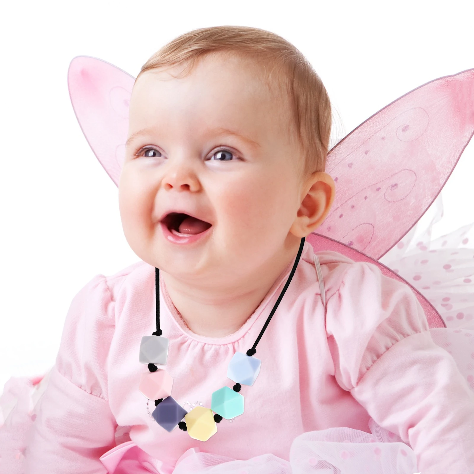 

Baby Teething Necklace Soft Safe Silicone Design Cute Grab Easy Relief for Infant Molar Discomfort Nursing Use