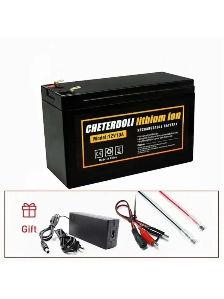 12V 10Ah 18650 Lithium Li-Ion Akku-Pack für Sprühgeräte, Kinder-Elektroautos, Waagen, Zugangskontrolle + 3A Ladegerät