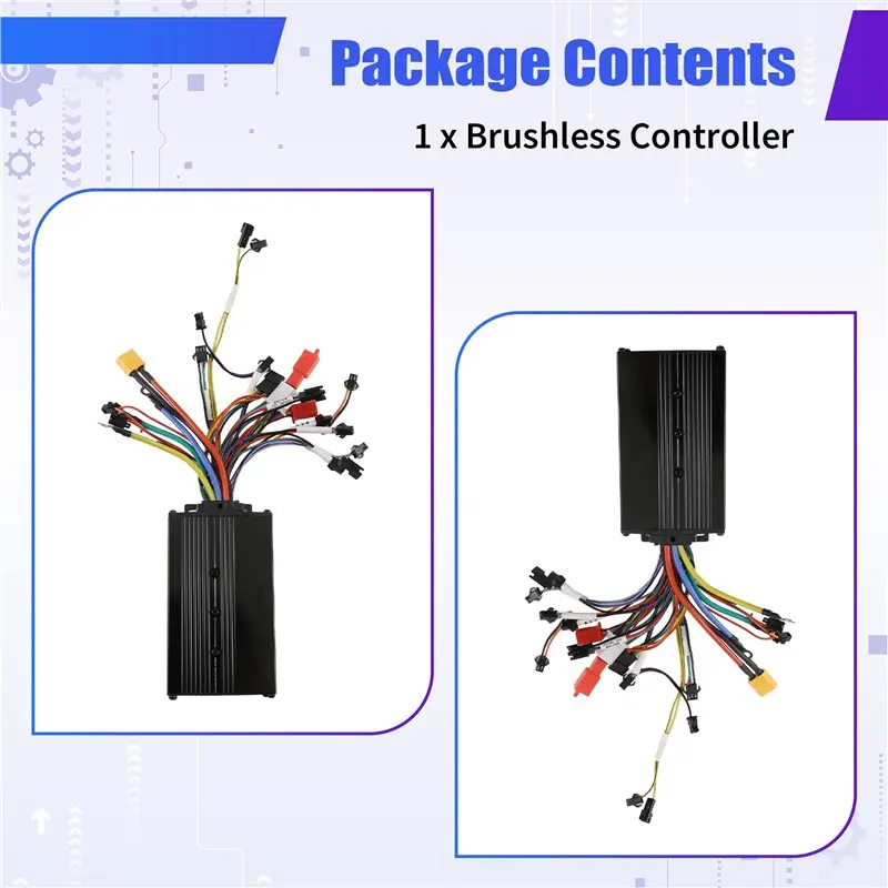 IALJ-No LCD Display Ebike Brushless Controller 45A 1500W Sine Wave Speed Regulator For Electric Bicycle E-Scooter Parts