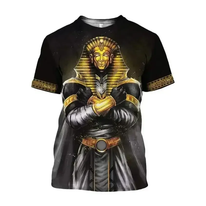 

Fashionable Egyptian Wind Pictures For Men's T-Shirts Trend Digital Printing Casual Round Neck Short Sleeved Tops