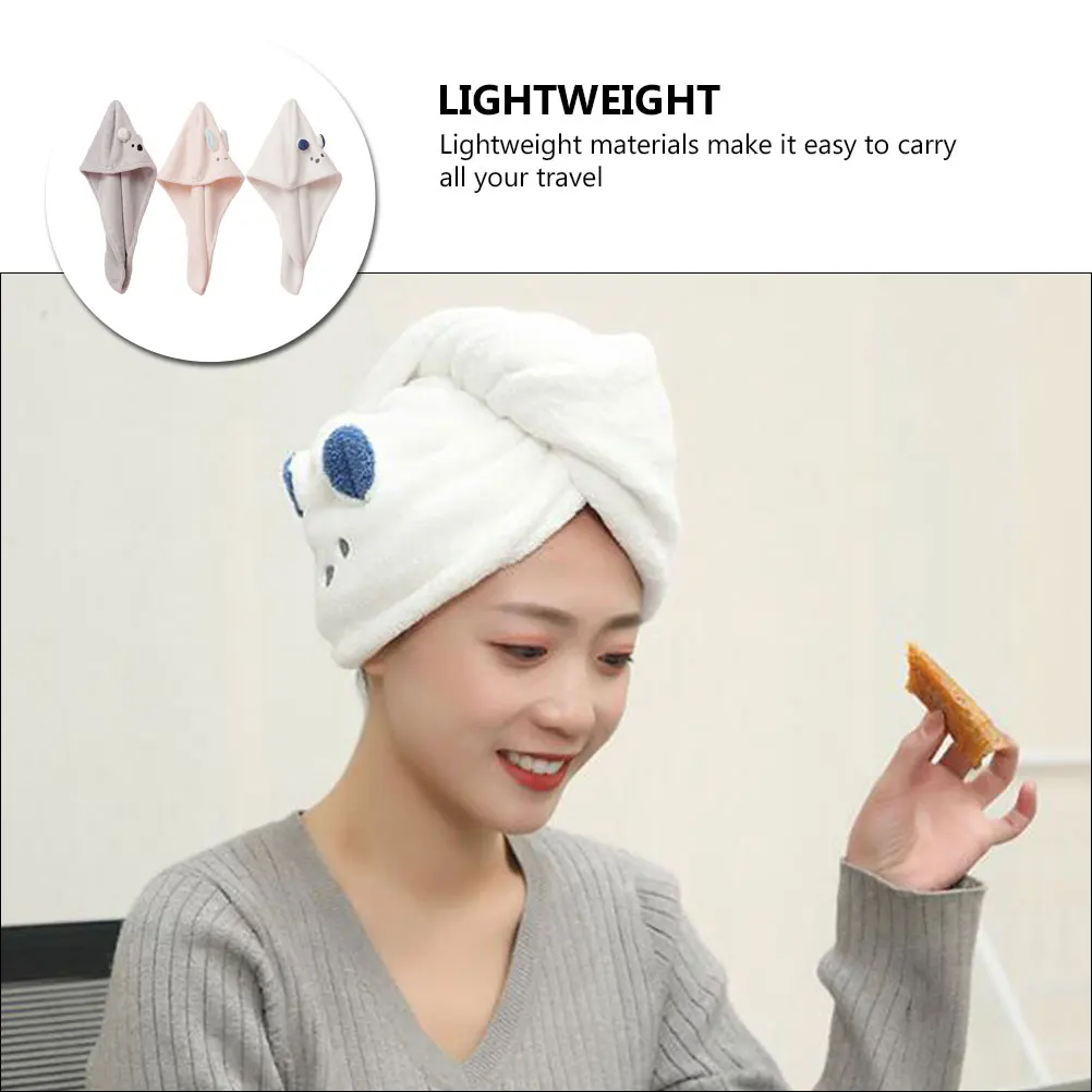 

3Pcs Hair Drying Caps Coral Fleece Fast Drying Microfiber Absorbent Hair Wrap Shower Turban Towels Anti Frizz Shower