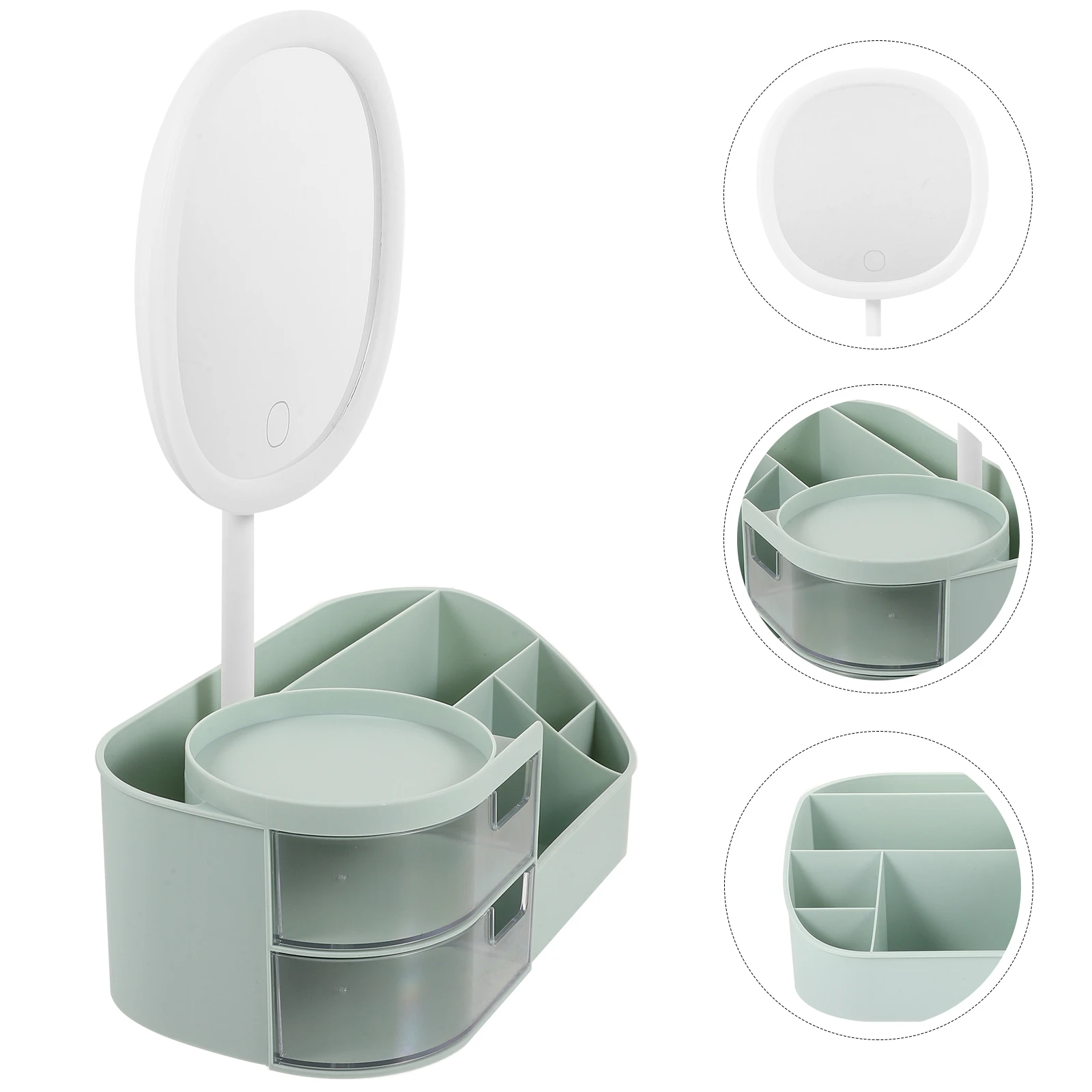 

Storage Box Makeup Brush Holder Drawer Organiser Plastic Mirror Desk Organizers Jewellery Skincare Products
