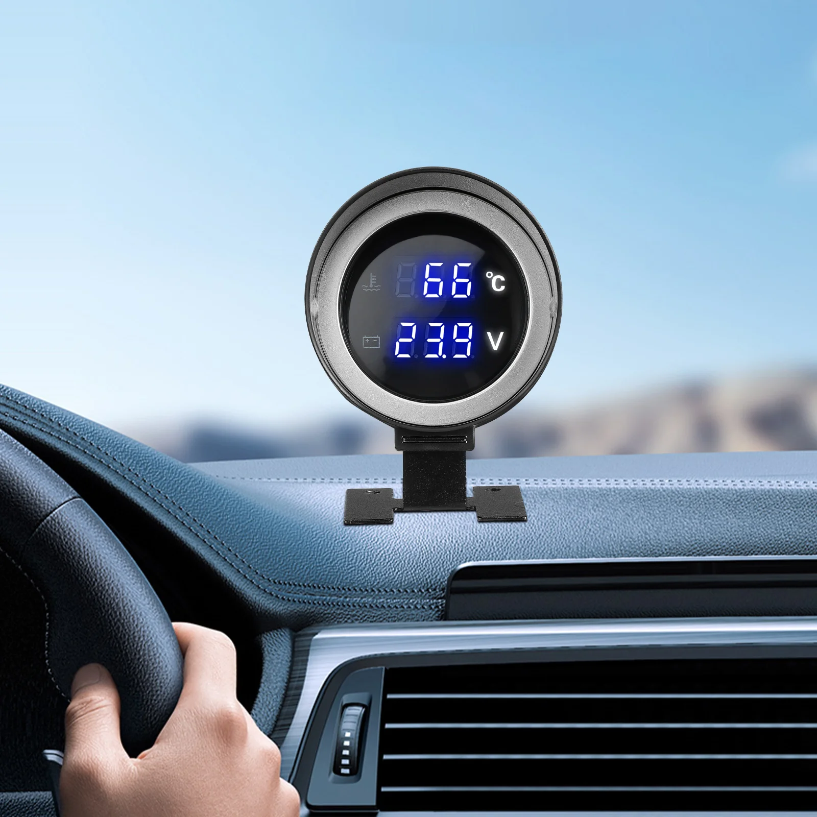 

Car Water Temperature Voltage Gauge Digital Display Compact Installation Suitable for Cars Trucks Motorcycles Automotive Engine