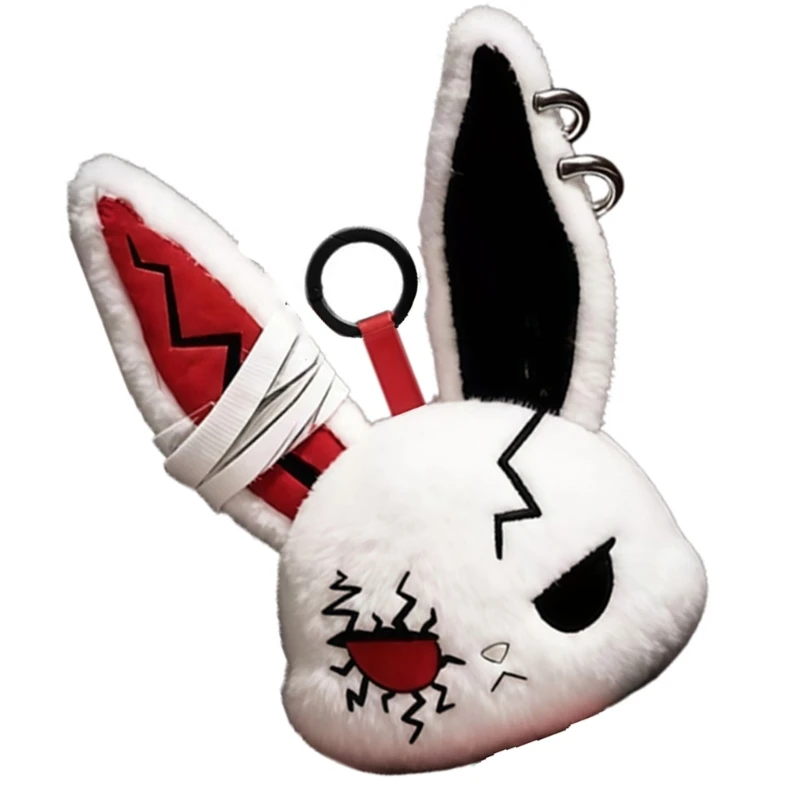 N7YF Mini Dark Rabbit Plush Keychain Soft Stuffed Animal Pendant Chain Ornament Bag Decoration For Kids And Adults