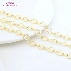 50cm 14K Gold Color Plated Brass Round Oval Chains Jewelry Making Supplies Chain DIY Necklace Earrings Bracelets Chain Spool