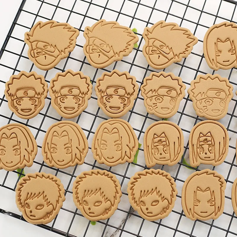 Anime Naruto Cookie Cutters Biscuit Mold DIY Fun Plastic Sandwich Cutter Figure 3D Stereo Pressed Cookie Mould Baking Tools Toys