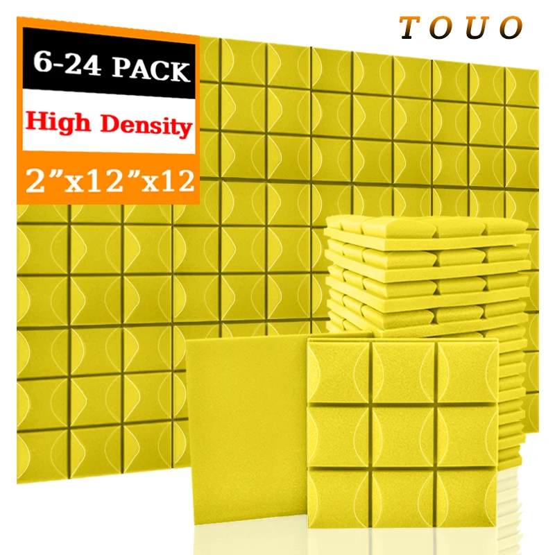 TOUO Sound Insulation Absorbing 6-24 Pcs Acoustic Foam Wedge Wall Panels Tiles Noise Canceling For Home Office Recoding Studio