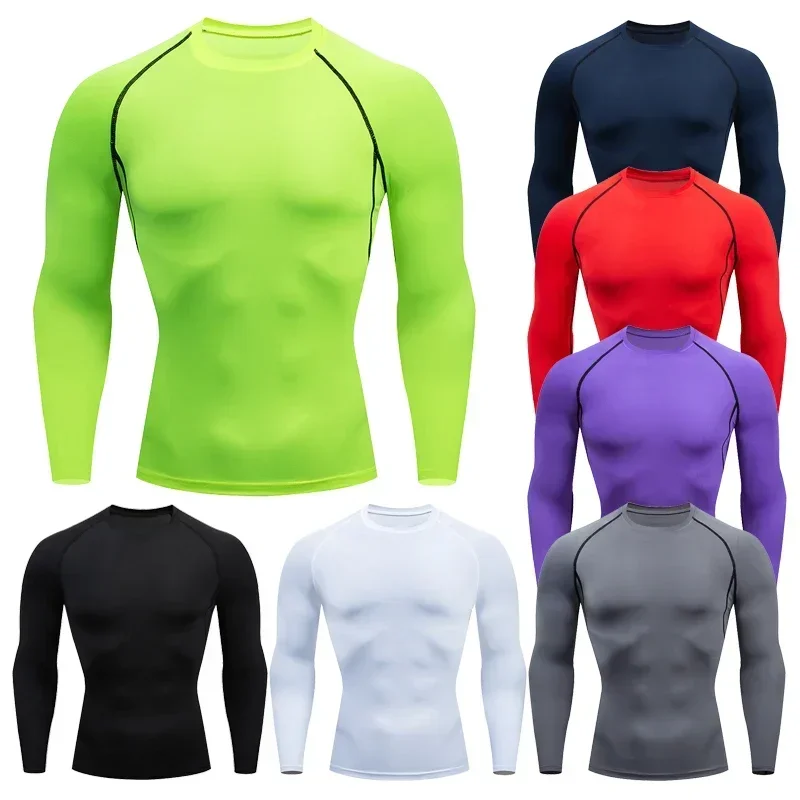 

Men Gym T Shirt Bodybuilding Quick-drying Fitness Compression Shirt Running Workout Man Sports First Layer Sportswear