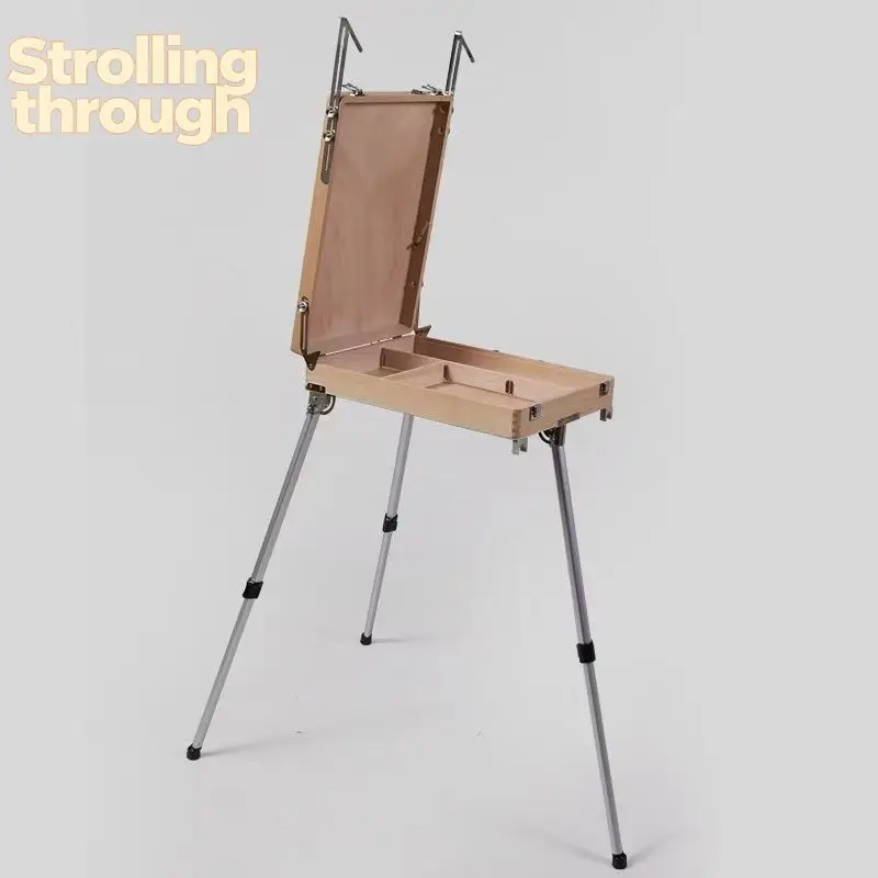

Aluminum Alloy Leg Oil Painting Box Sketching Toolbox Foldable Portable Multifunctional Suitcase Outdoor Paint From Life Easel