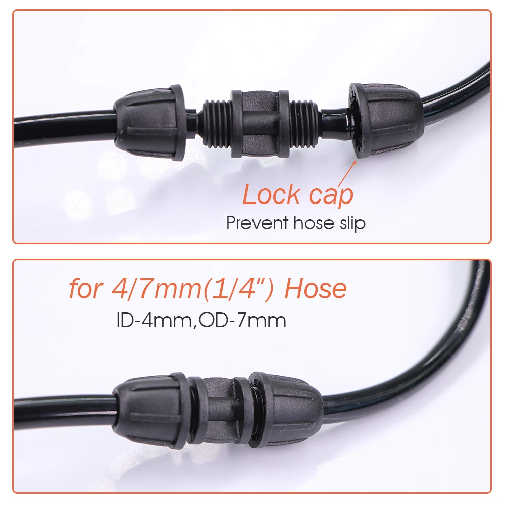 حديقة 4/7 مللي متر موصل الخرطوم مع غطاء القفل منع الانزلاق 1/4 "PVC سقي أنبوب تمديد إصلاح المناسب لنظام الري بالتنقيط