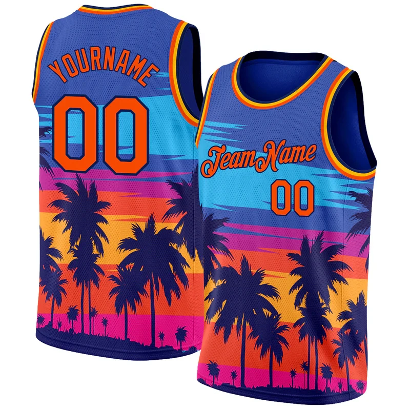 

New Fashion Coconut Tree Graphic Tank Tops Custom Name Number Personality Cool Design Wholesale Vest Sportswear Uniform Clothing