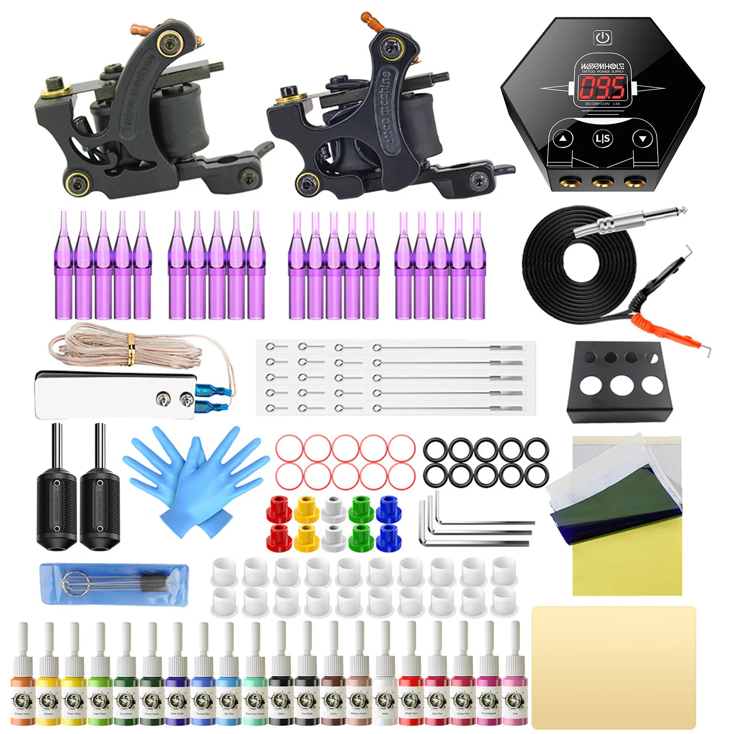 

New wormhole coil tattoo machine full set of tattoo equipment secant fogging double machine tattoo tools