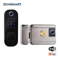 Zemismart WiFi Lock Work with Tuya Double Side Fingerprint Security DoorLock Wireless and Biometric Locks Encryption with Keys